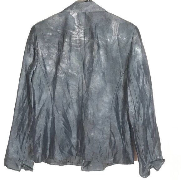 Lafayette 148 Blazer Black Charcoal Gray Silk Size 10P Size 10 Jacket Coat Suit - Picture 9 of 11